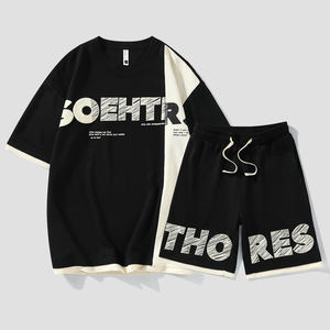 Conjunto Deportivo Informal de Algodón para Hombre ANSZKTN, Traje de Verano de Dos Piezas con Pantalones Cortos, Chándal de Manga Corta con Sensación de Frescura - Product Image 1