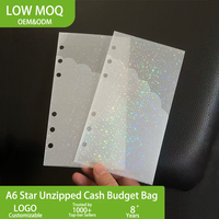 Porte-documents à anneaux transparent A5 A6 grande capacité avec deux couches, pochettes doubles, forme éventail, étiquette intégrée, enveloppe pour argent liquide