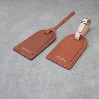 Étiquette de bagage en cuir végétalien avec rabat de confidentialité, porte-carte nominative et sangle pour valise, idéale pour les voyages et les affaires