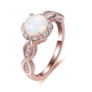 Bague de fiançailles en pierres précieuses d'opales rondes naturelles pour femmes, bijoux de haute qualité, offre spéciale - Product Image 5