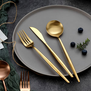 Juego de Cubiertos de Acero Inoxidable Dorado para Restaurante, 4 Piezas, Estilo Alemán, Cucharas, Tenedores, Cuchillos, Cubiertos Azules y Dorados de Portugal - Product Image 3