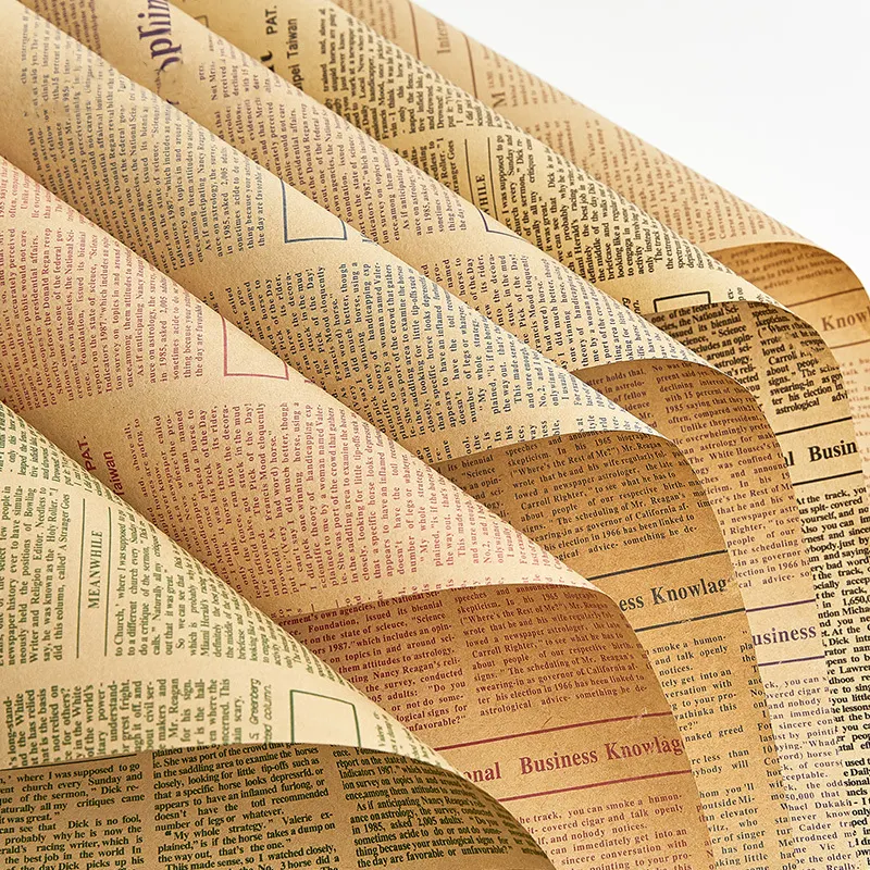 40Pcs/Set Retro English Newspaper Kraft Tissue Paper Flower Bouquet Gift Wrapping DIY Handmade Flowers Gifts Packaging