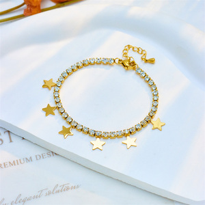 Star Necklace And <b>Bracelet</b> <b>Set</b> Crystal Rhinestone Channel Setting Women's Everyday Wear Jewelry <b>Set</b> - Product Image 2