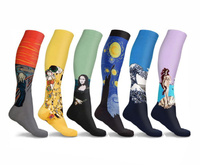 Yueli Offre Spéciale nouvelles chaussettes de Compression en cours d'exécution Mona Lisa chaussettes à motif de caractère personnalisées