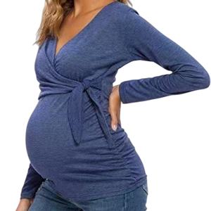 ชุดคลุมท้องถักนิตติ้งแบบสั่งทำพิเศษ เสื้อผ้าสำหรับคนท้องใส่สบาย ยืดหยุ่นได้ดี ผ้าฝ้ายเนื้อนุ่ม ชุดนอนคนท้องผ้าไผ่ - Product Image 1