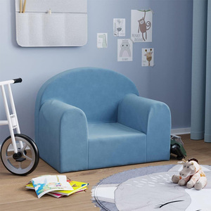 Canapé pour enfants en tissu bleu, mousse à haute élasticité, design moderne, pour coin lecture, à partir de 3 ans - Product Image 1