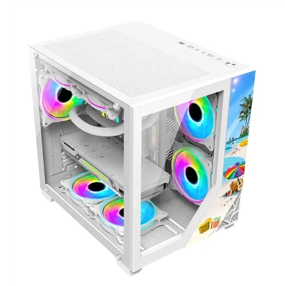 2024 Mini Tower Desktop Pc Computer case Gaming M-atx Usb3.0 Mobo High Airflow Computer case Thickened Steel Plate