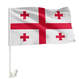 Оптом 100% полиэстер 30 см * 45 см в наличии Красный Крест GE грузинский Автомобильный флаг