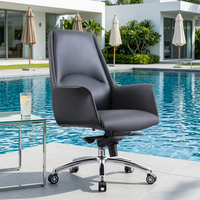 Chaise de bureau de gestionnaire ergonomique pivotante en aluminium en cuir PU marron traditionnel d'usine