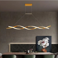 Luxe nordique moderne LED éclairage linéaire longue forme d'onde suspension salle à manger Bar cuisine îlot fournisseur