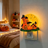 Lampe de lune en plastique pour Halloween, lampe de maison en acrylique sûre à lumière chaude, idée cadeau pour chambre d'enfant