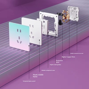 Panel de interruptor de espejo de vidrio templado de color en oferta, degradado rosa-cian, ultrafino, tipo 86, de pared, 1 módulo, 2 vías, para hogar y hotel - Product Image 4