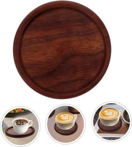 Sous-verres en bois de hêtre/noyer personnalisés avec logo, pour tasses à thé et café, 8,8 cm, modernes, de haute qualité, pour la maison et l'hôtellerie - Product Image 3