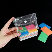 Dompet Kartu Transparan Custom dengan Glitter, Penjepit Kancing Mini, Kantong Penyimpanan Kartu Multifungsi untuk Penyimpanan Kartu Foto