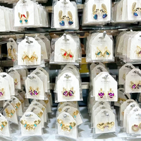 Boucles d'oreilles tendance Xuping en plaqué or avec pierres colorées, cristaux, fleurs, nœuds et papillons pour femmes