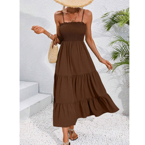 Stile <span class=keywords><strong>Hawaii</strong></span> 100% personalizzato stampato <span class=keywords><strong>Aloha</strong></span> donna Rayon lino cinturino sottile lungo Maxi abito a righe da spiaggia - Product Image 2