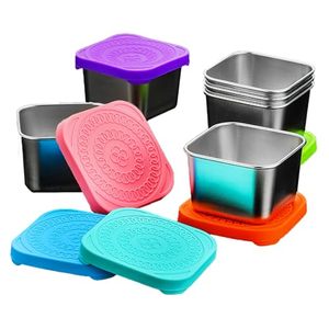Taza Cuadrada de Acero Inoxidable 304 a Prueba de Fugas con Tapa de Silicona de 170 ml para Aderezo de Ensalada, Kétchup, Contenedor de Alimentos - Product Image 1