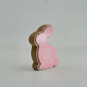 2023 Creative Colourful Easter Rabbit Hanging Rabbit Wooden Happy Easter Bunny Decor Easter Wood Ornament