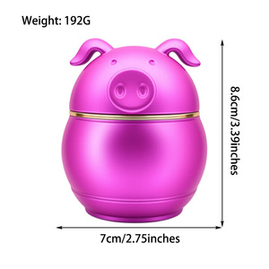 Broyeur à tabac manuel portable HERO, design moderne en forme de cochon, avec poignée en caoutchouc, 4 couches, en aluminium lisse – Meilleure vente - Product Image 2