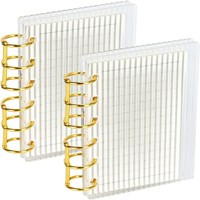 Classeur en acrylique A7 avec clip de plan transparent à 6 anneaux, anneau en métal carrelé de style moderne