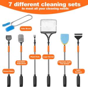 Seaoura SR-513 7 en 1 Multifonctionnel Fish Tank <span class=keywords><strong>Aquarium</strong></span> Cleaner Outils Kit Accessoires Algues Grattoir Scrubber Pad Cleaner Set - Product Image 2