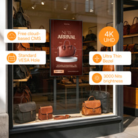 Écran LCD haute luminosité pour vitrine, 32-75 pouces, 3000 nits, affichage numérique commercial semi-extérieur avec gestion de contenu à distance