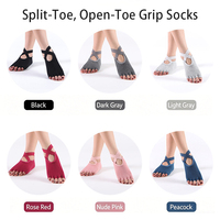 Chaussettes de sport personnalisées antidérapantes à brides croisées en coton pour la danse classique, ODM, à 5 doigts, entièrement ouvertes, invisibles à la cheville, avec grip, pour le yoga et le Pilates