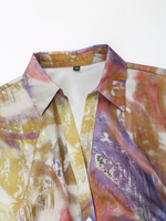 Robe longue décontractée à col rabattu, manches longues, boutons, imprimé multicolore, mode pour femmes