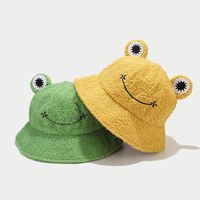 Nouveau Chapeau Bob d'Hiver Brodé Grenouille avec Cordon Réglable, Chapeau de Pêcheur Panama Chaud pour l'Extérieur
