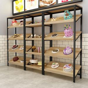 Özel demir ahşap vitrin rafı Stand rafı için süpermarket için taze meyve sebze pişirme ekmek kek aperatif somun gıda perakende - Product Image 4