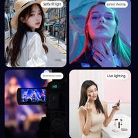 Lampe LED rechargeable pleine couleur à clipser pour téléphone, lumière portable pour selfie, photographie, enregistrement vidéo, maquillage.