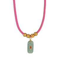 Collier ras du cou en cordon de cuir coloré avec pendentif en pierre naturelle, bijoux bohèmes tendance pour femmes