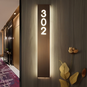 Panneau de numéro de maison LED sur mesure, Logo d'affaires lumineux pour l'extérieur, <span class=keywords><strong>Plaque</strong></span> d'adresse rétroéclairée en métal, numéro de porte d'appartement - Product Image 1