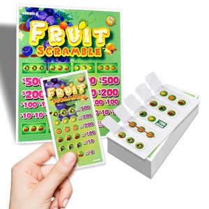 Billets de jeu à gratter recyclables personnalisés à 5 fenêtres, impression numérique, plastification brillante, carte à gratter - Product Image 5