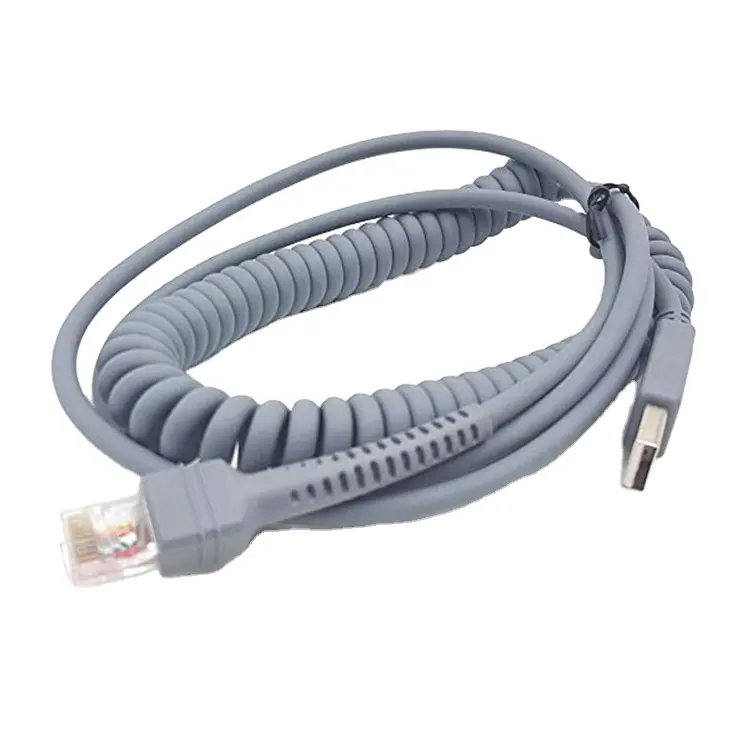 Free sample Factory Price LBT 2m Ls2208 USB Cable, USB A to RJ45 Coiled Spiral Extension Cable