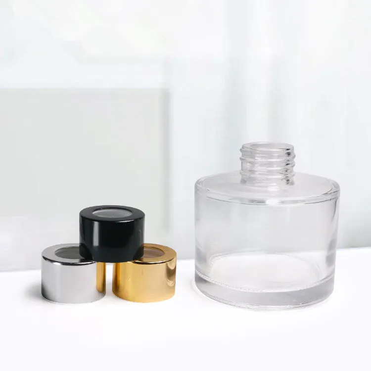 Empty 50ml 100ml 200ml clear aroma reed diffuser bottle scent perfume essential oil round glass bottles air freshener packaging
