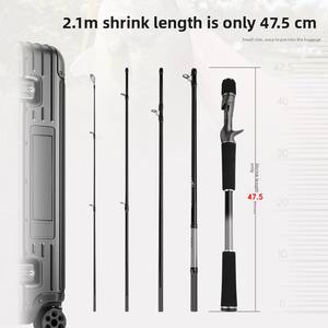Canne à pêche NEWMAJOR MH Carbon à cinq sections, manche en EVA, portable, multi-sections, pour la pêche à la carpe en lac, longue portée - Product Image 2