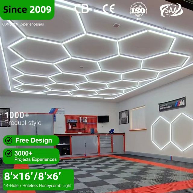 FW-1 Hexagonal RGB Cold White IP54 Waterproof LED Garage Light for Workshop Hotel & Residential Use