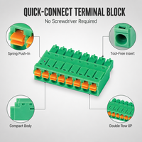 Barrette de bornes à ressort double rangée 8 positions pour rail DIN, connecteur de câblage modulaire enfichable pour boîtier de distribution