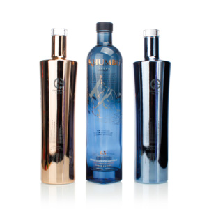 Bouteille <span class=keywords><strong>de</strong></span> vin en verre électro-plaqué <span class=keywords><strong>haut</strong></span> <span class=keywords><strong>de</strong></span> <span class=keywords><strong>gamme</strong></span> 700ml 750ml Forme et couleur personnalisées pour les spiritueux Vodka Whisky Brandy <span class=keywords><strong>Gin</strong></span> - Product Image 2