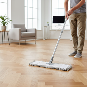 Gizmop 40 cm Microfibre Fabric Dust Mop Folding Type Self-Wringer Parquet Flooring Quick Absorption 20,000 Durable Home Office - Product Image 3