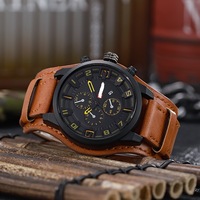Reloj de Pulsera de Cuero con Esfera Grande Estilo Europeo Americano para Hombre, Versión Coreana de Moda, Estilo Estudiantil Personalizado, Especial para Tiktok, Fuerzas Especiales