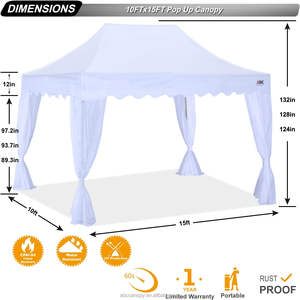 Pour ABCCANOPY 10x15FT Tente à baldaquin instantanée de style moderne avec rideau <span class=keywords><strong>blanc</strong></span> pour événements en plein air - Product Image 3