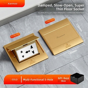 <span class=keywords><strong>Prise</strong></span> de <span class=keywords><strong>sol</strong></span> universelle encastrée ultra-mince en alliage d'aluminium à trois trous, type 120, avec amortissement, étanche et escamotable - Product Image 6