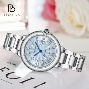 Reloj Mecánico de Acero Inoxidable PeroBuno para Mujer con Esfera de Números Romanos, Diseño Resistente al Agua, Elegante Visualización de la Hora con Corona y Agujas PB - Product Image 4