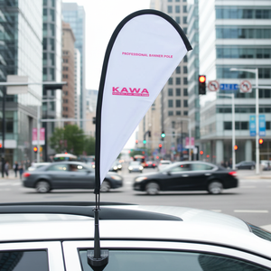 Bandera <span class=keywords><strong>de</strong></span> Coche Promocional <span class=keywords><strong>de</strong></span> Alta Calidad, Mini Bandera Publicitaria para Ventana <span class=keywords><strong>de</strong></span> Coche, Forma <span class=keywords><strong>de</strong></span> Lágrima, Poliéster, Base <span class=keywords><strong>de</strong></span> Aluminio, Diseño Personalizado - Product Image 1