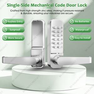 Serrure <span class=keywords><strong>de</strong></span> <span class=keywords><strong>porte</strong></span> <span class=keywords><strong>de</strong></span> sécurité à bouton-poussoir simple face en alliage <span class=keywords><strong>de</strong></span> zinc au design moderne, <span class=keywords><strong>poignée</strong></span> <span class=keywords><strong>de</strong></span> <span class=keywords><strong>porte</strong></span> à <span class=keywords><strong>code</strong></span> mécanique pour appartement, installation facile - Product Image 2