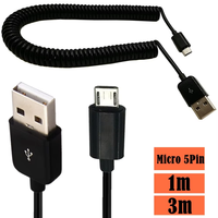 Kabel Data Pengisian Cepat 6A Inti Tembaga USB 2.0 ke Micro USB dengan Pegas Retraktil untuk Ponsel Android, Pengisi Daya Mobil, Model Transfer 2510