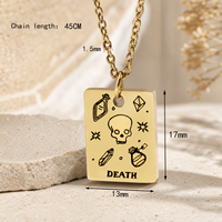 Collier pendentif carte de tarot en acier inoxydable, breloque carrée plaquée or avec symboles du zodiaque, bijoux spirituels, collier de tarot