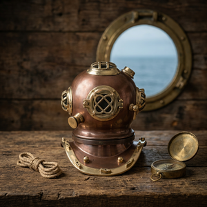 Casco de Buceo Náutico CHk de Latón Marrón, Metal Pulido, Imitación Antigua, Hecho a Mano, Decoración para el Hogar, Coleccionable, Navidad, Año Nuevo - Product Image 1